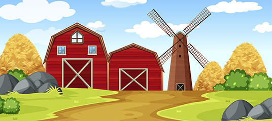 Imagem de um desenho de uma fazenda